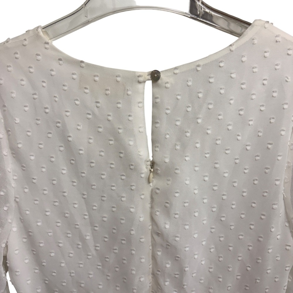 Altar'd State White Swiss Dot Size L  Dress Ruffled Tiered Mini V-Neck Fairycore - Picture 10 of 16